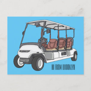 Golf cart / golf buggy cartoon illustration  postcard