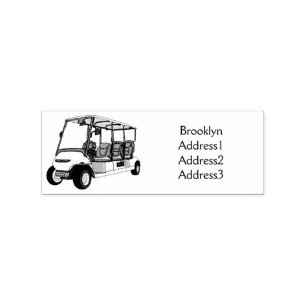 Golf cart / golf buggy cartoon illustration rubber stamp