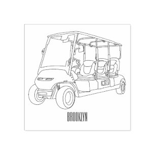 Golf cart / golf buggy cartoon illustration rubber stamp