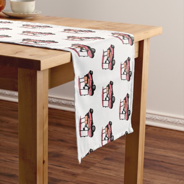Golf cart / golf buggy cartoon illustration short table runner (In Situ)