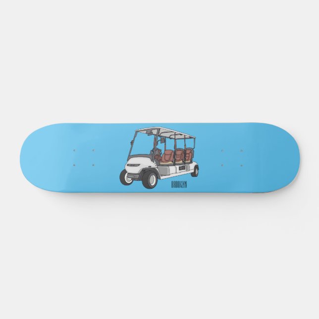 Golf cart / golf buggy cartoon illustration  skateboard (Horz)