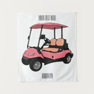 Golf cart / golf buggy cartoon illustration tapestry