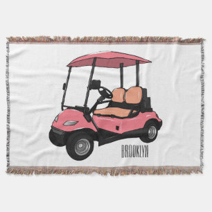 Golf cart / golf buggy cartoon illustration throw blanket