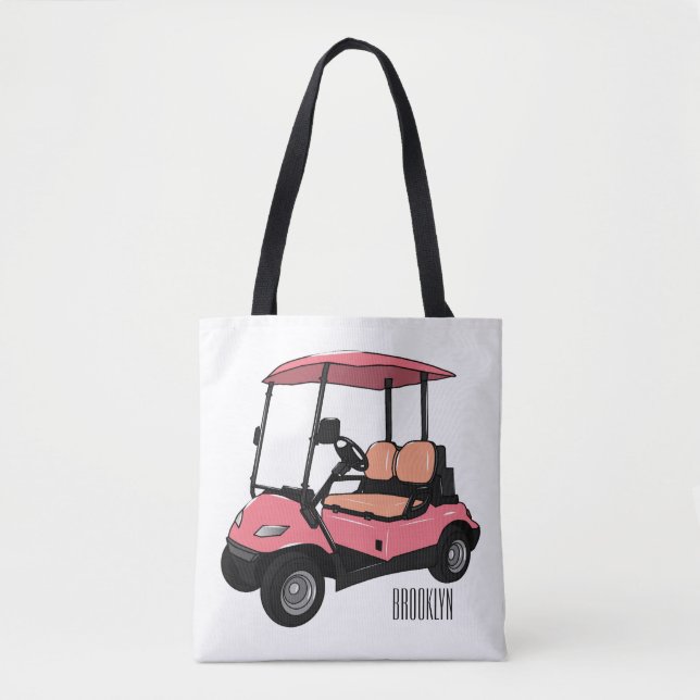 Golf cart / golf buggy cartoon illustration tote bag (Front)