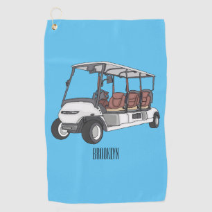 Golf cart / golf buggy cartoon illustration towel