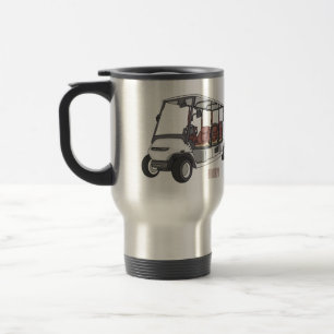 Golf cart / golf buggy cartoon illustration travel mug