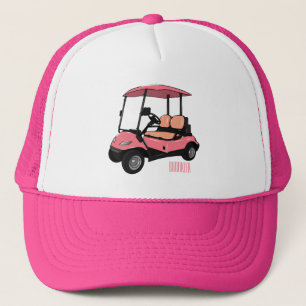 Golf cart / golf buggy cartoon illustration trucker hat