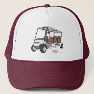 Golf cart / golf buggy cartoon illustration trucker hat