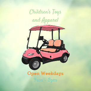 Golf cart / golf buggy cartoon illustration window cling
