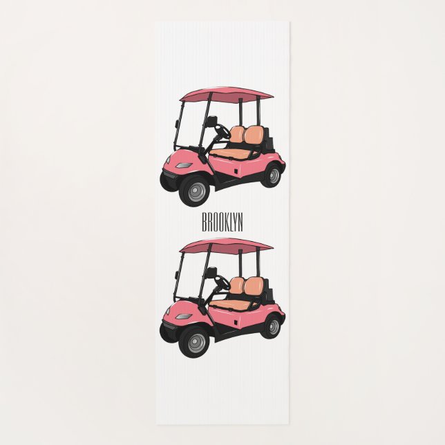 Golf cart / golf buggy cartoon illustration yoga mat (Back)