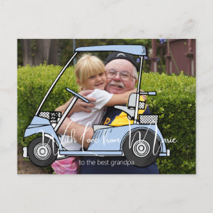 Golf Cart Grandpa Grandson Photo Postcard