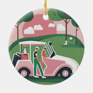 Golf Cart Graphic Ornament   Free Personalisation