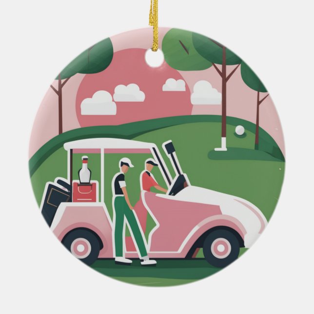 Golf Cart Graphic Ornament | Free Personalisation (Back)