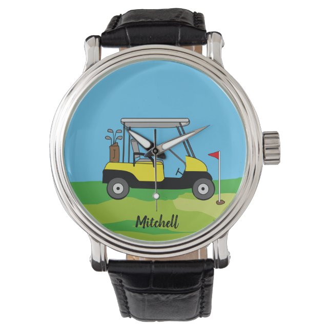 Golf Cart & Green Course Personalised  Watch (Front)