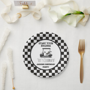 Golf Cart Green Fairway Boys Birthday Paper Plate
