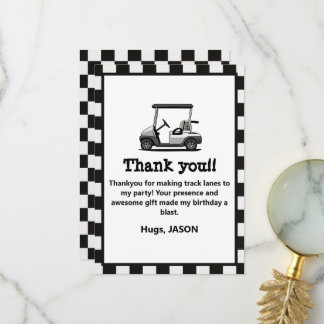 Golf Cart Green Fairway Boys Birthday Thank You Card