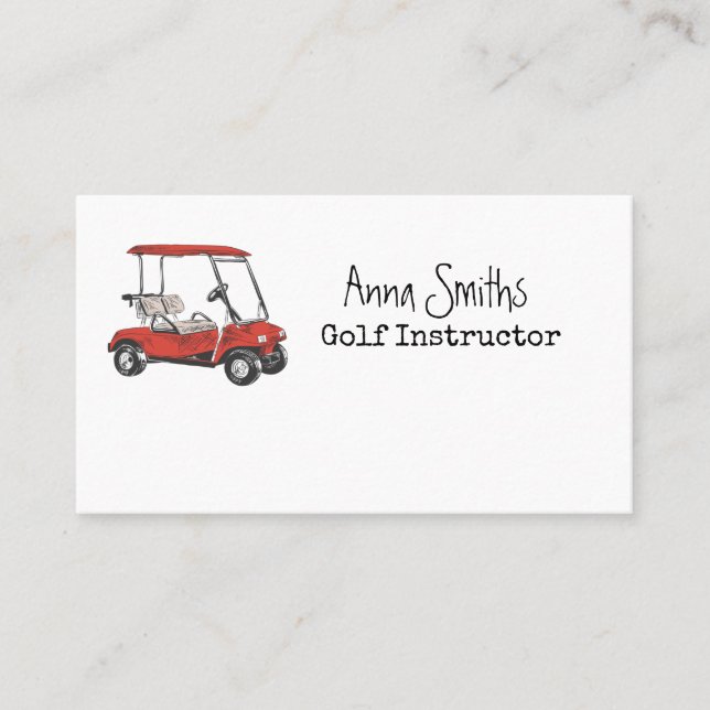 Golf cart is red with name   business card (Front)