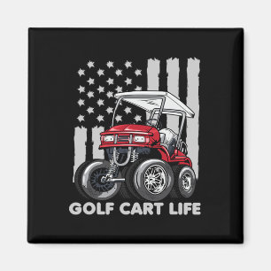 Golf Cart Life Funny Golf Cart With Usa Flag Magnet