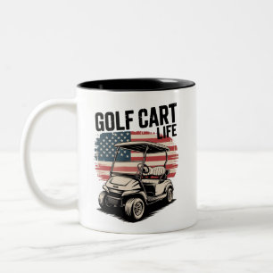 Golf Cart Life Husband Golfing Golfer Lover Two-Tone Coffee Mug
