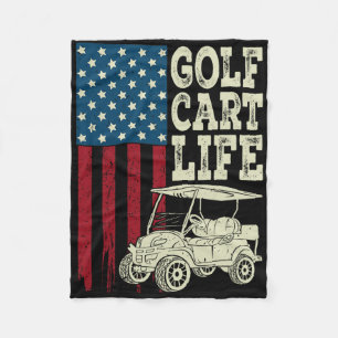 Golf Cart Life Shirt Men Women Kids American Flag  Fleece Blanket