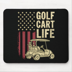 Golf Cart Life Usa Flag Funny Golfing Dad Husband Mouse Mat