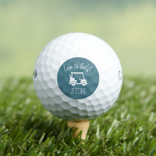 Golf Cart Live to Golf Monogram Initials Turquoise Balls