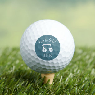 Golf Cart Live to Golf Monogram Initials Turquoise Golf Balls