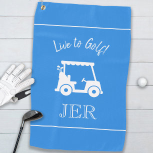 Golf Cart Live to Golf Monogrammed Light Blue Towel