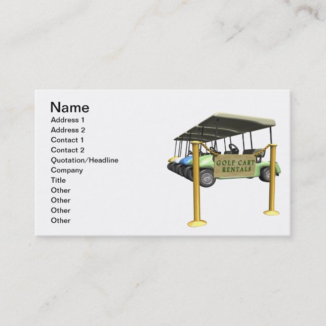 Golf Cart Rentals Business Card (Front)