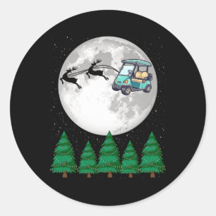 Golf Cart Santa Christmas Sleigh - Funny Golf Cart Classic Round Sticker