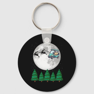 Golf Cart Santa Christmas Sleigh - Funny Golf Cart Key Ring