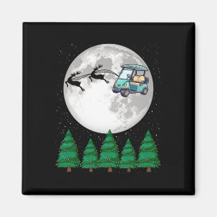 Golf Cart Santa Christmas Sleigh - Funny Golf Cart Magnet