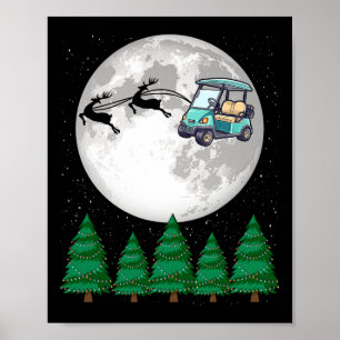 Golf Cart Santa Christmas Sleigh - Funny Golf Cart Poster