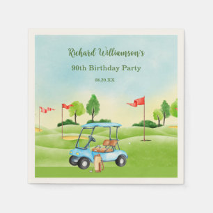 Golf Cart Scenic Custom 90th Birthday Napkin