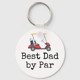 Golf  Cart with  Best dad by Par  Father  Key Ring