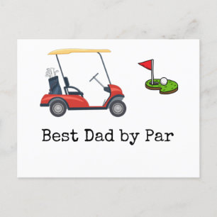 Golf Cart with Best dad by Par Father Postcard