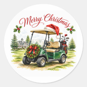 Golf cart with Christmas Themed  Classic Round Sticker