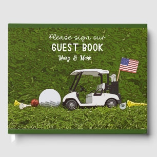 golf cart with flag of America Guest Book