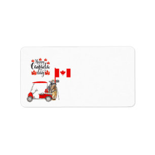 Golf cart with Flag of Canada for Canada Day Label