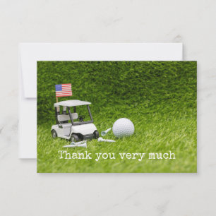 Golf cart  with golf ball and American flag Thank You Card