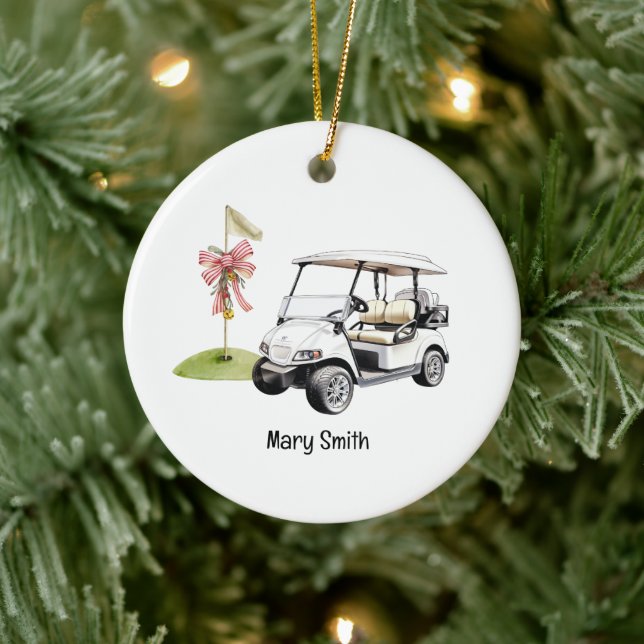 Golf Cart with Golf Flag  Ceramic Tree Decoration (Tree)
