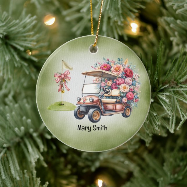 Golf Cart with Golf Flag  Ceramic Tree Decoration (Tree)
