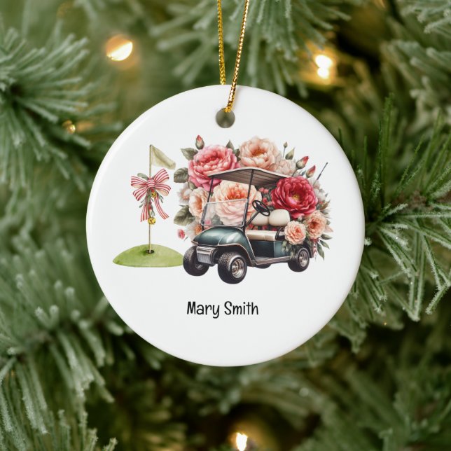 Golf Cart with Golf Flag  Ceramic Tree Decoration (Tree)