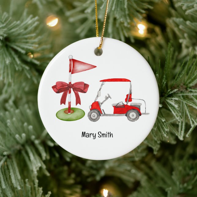 Golf Cart with Golf Flag  Ceramic Tree Decoration (Tree)
