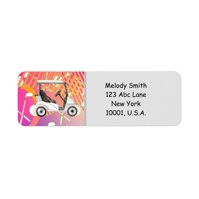 Golf cart with name and address label (Front)