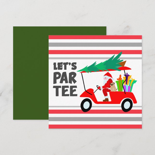  Golf cart with Santa Claus Let Par Tee Golfer   (Front/Back)