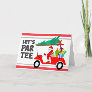 Golf cart with Santa Claus Let Par Tee Golfer  Card