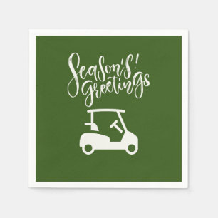 Golf cart with Season's Greeting on green Napkin