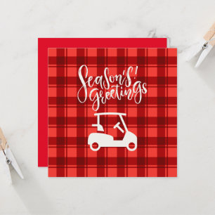 Golf cart with Season's Greeting on Red Card