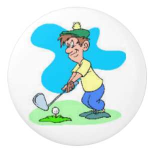 Golf Cartoon Figure on Door Knobs and Pulls
